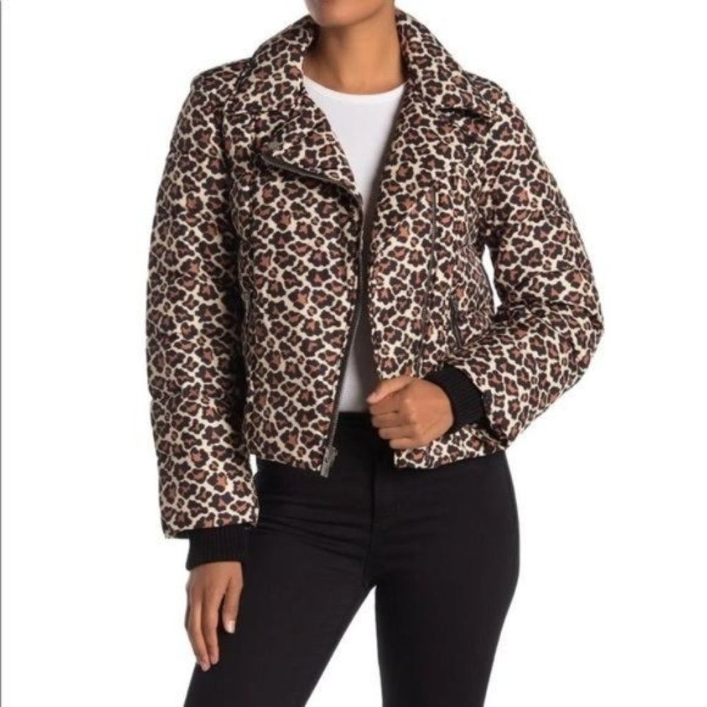 DIANE VON FURSTENBERG Coat Paulina Leopard Print Down Quilted Jacket S Small NWT